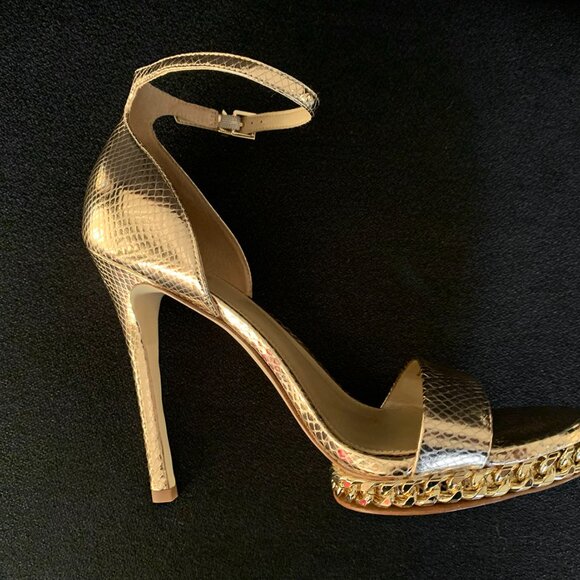 Michael Michael Kors "Jordyn" Metallic Snake Embossed Leather Platform Size: 8M - Picture 4 of 10